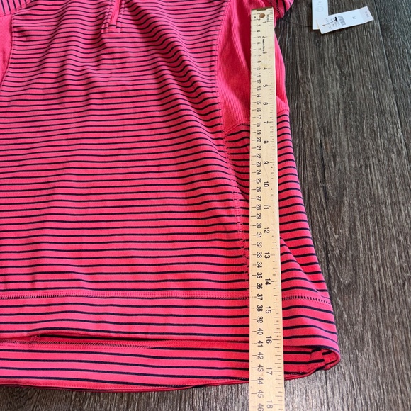 Talbots Coral and Navy Blue Striped Half-Zip Sweatshirt - Picture 7 of 7